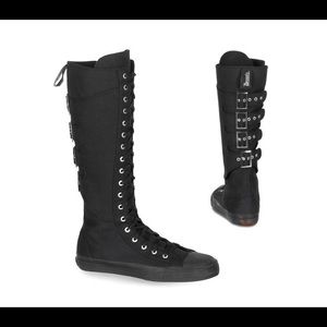 Demonia Deviant 303 Knee High Canvas Sneaker Size 7